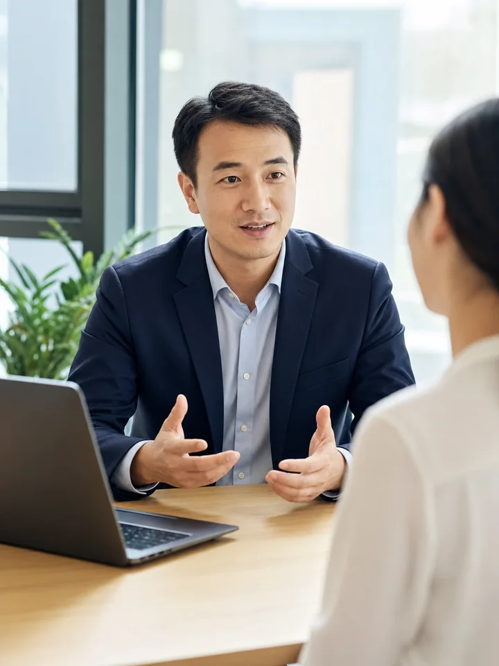与客户沟通的成年男性企业顾问